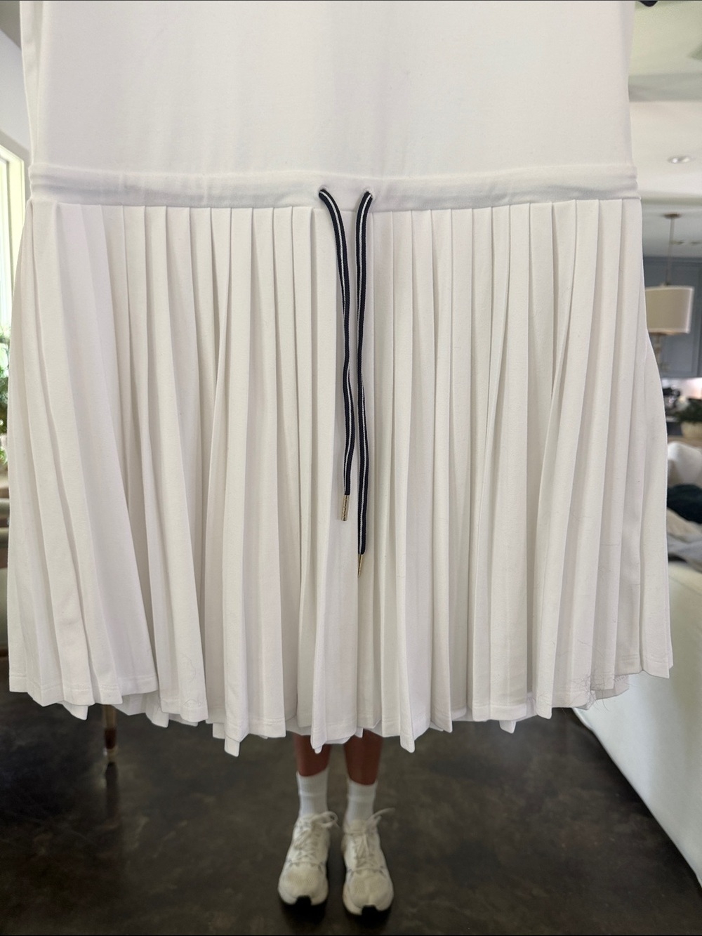 Varley White Mini Dress with Navy Trim - Picture 4 of 4